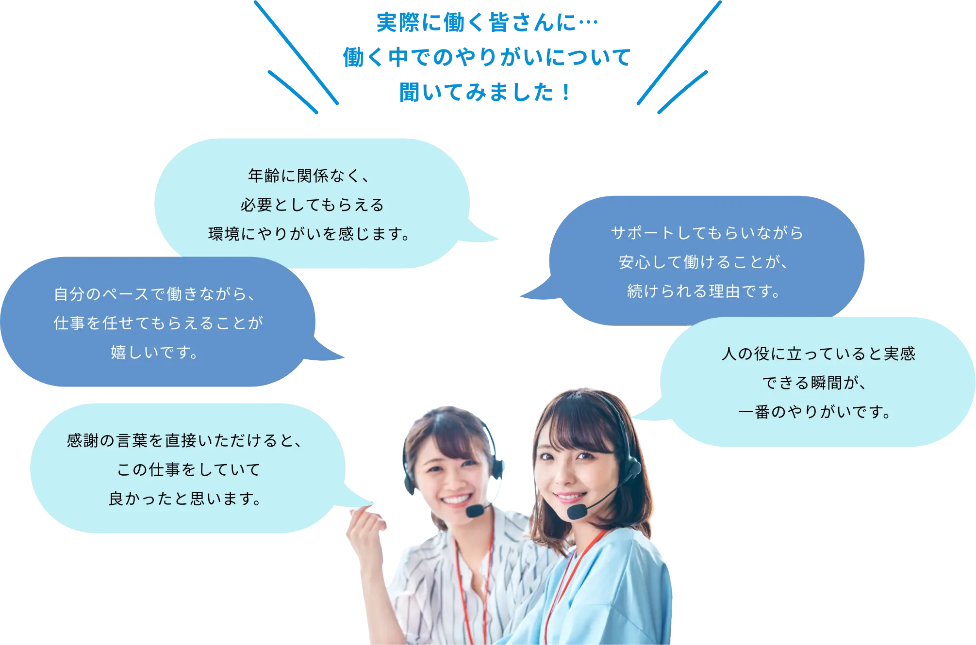 実際に働く皆さんに…働く中でのやりがいについて聞いてみました！